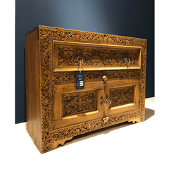 Indian Hand Carved Solid Hard Wood Cabinet D12 Indian Hand Carved Solid Hard Wood Cabinet D12