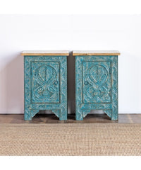 Indian Hand Carved Solid Wooden 1 Door Bedside Table Indian Hand Carved Solid Wooden 1 Door Bedside Table