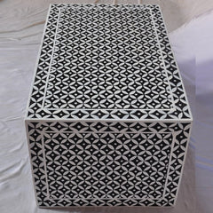 Bone inlay Star Geometrical pattern Black Coffee Table Bone inlay Star Geometrical pattern Black Coffee Table