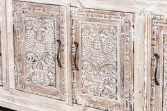 Indian Hand Carved Solid Wood 4 Door Sideboard Whitewash 14 Indian Hand Carved Solid Wood 4 Door Sideboard Whitewash 14