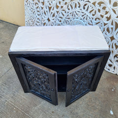 Indian Antique Tribal Hand Carved Wooden Cabinet Chocolate Brown 60x40x75Cm Indian Antique Tribal Hand Carved Wooden Cabinet Chocolate Brown 60x40x75Cm