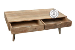 Avalon Indian Solid Wood Coffee Table With Drawers Natural Avalon Indian Solid Wood Coffee Table With Drawers Natural