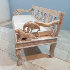 Indian Handmade Carved Solid Hard Wood Daybed Sofa with Mattress Rustic White 180x75x90Cm Indian Handmade Carved Solid Hard Wood Daybed Sofa with Mattress Rustic White 180x75x90Cm