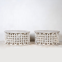Bristol Handmade Carved Wooden Ring Design Round Coffee Table Bristol Handmade Carved Wooden Ring Design Round Coffee Table
