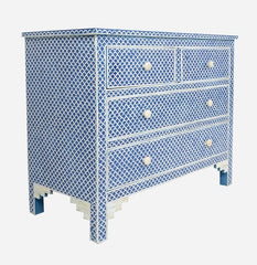 Maaya Bone Inlay Chest of Drawer Sideboard Blue Maaya Bone Inlay Chest of Drawer Sideboard Blue