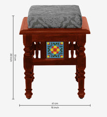 Moroccan Mosaic Mango Wood Seating Stool In Honey Oak Finish Moroccan Mosaic Mango Wood Seating Stool In Honey Oak Finish