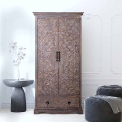 Indian Hand Carved Solid Wood Wardrobe C20 Indian Hand Carved Solid Wood Wardrobe C20