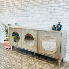 Handmade Indian Hand Carved Solid Hard Wood Malibu Mirror Sideboard Handmade Indian Hand Carved Solid Hard Wood Malibu Mirror Sideboard