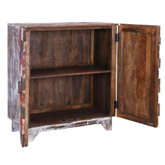 Rainbow Indian Reclaimed Wood Conch Carving Small Buffet Sideboard Cabinet Rainbow Indian Reclaimed Wood Conch Carving Small Buffet Sideboard Cabinet