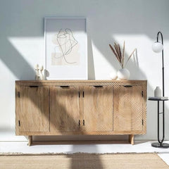 The Gileteen Handmade Solid Hard Wood Carved 4 Doors Sideboard The Gileteen Handmade Solid Hard Wood Carved 4 Doors Sideboard