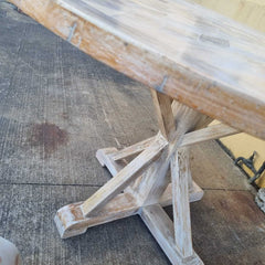 Handmade Indian Furniture Solid Hard Wood Round Whitewash Dining Table 130x130x76Cm Handmade Indian Furniture Solid Hard Wood Round Whitewash Dining Table 130x130x76Cm