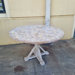 Handmade Indian Furniture Solid Hard Wood Round Whitewash Dining Table 130x130x76Cm Handmade Indian Furniture Solid Hard Wood Round Whitewash Dining Table 130x130x76Cm