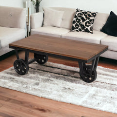 Kraft Bazaar Teak Wood Cart Coffee Table 100×50 cm Kraft Bazaar Teak Wood Cart Coffee Table 100×50 cm