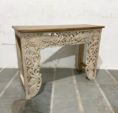 Antique Hand Carved Solid Wood Console Hall Table Antique Hand Carved Solid Wood Console Hall Table