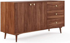 Sideboard with two doors and three drawers made of solid acacia wood 132x45 Sideboard with two doors and three drawers made of solid acacia wood 132x45