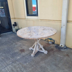 Handmade Indian Furniture Solid Hard Wood Round Whitewash Dining Table 130x130x76Cm Handmade Indian Furniture Solid Hard Wood Round Whitewash Dining Table 130x130x76Cm