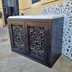 Indian Antique Tribal Hand Carved Wooden Cabinet Chocolate Brown 60x40x75Cm Indian Antique Tribal Hand Carved Wooden Cabinet Chocolate Brown 60x40x75Cm