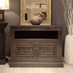 Indian Hand Carved Solid Hard Wood Cabinet D13 Indian Hand Carved Solid Hard Wood Cabinet D13