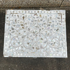 Mother Of Pearl Inlay White Floral Pattern Bedside Table With Drawers Mother Of Pearl Inlay White Floral Pattern Bedside Table With Drawers