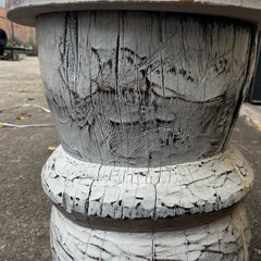 Handmade Indian Furniture Reclaimed Wooden Okhli Stool in Whitewash Handmade Indian Furniture Reclaimed Wooden Okhli Stool in Whitewash