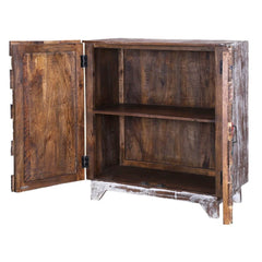 Rainbow Indian Reclaimed Wood Conch Carving Small Buffet Sideboard Cabinet Rainbow Indian Reclaimed Wood Conch Carving Small Buffet Sideboard Cabinet