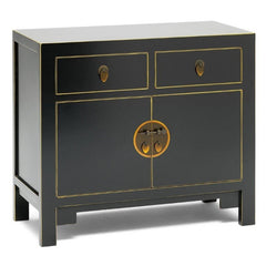 Golden Dragon Oriental Painted Solid Wood Black Small Sideboard 90x40x80cm Golden Dragon Oriental Painted Solid Wood Black Small Sideboard 90x40x80cm