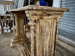 Indian Hand Carved Solid Wood Carved Console Table Rustic White Indian Hand Carved Solid Wood Carved Console Table Rustic White