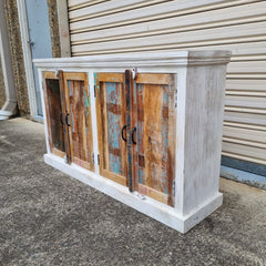 Indian Furniture Handmade Solid Wood White Reclaimed wood 4 Door Sideboard 150x40x90Cm Indian Furniture Handmade Solid Wood White Reclaimed wood 4 Door Sideboard 150x40x90Cm