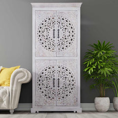Indian Hand Carved Solid Wood Wardrobe C21 Indian Hand Carved Solid Wood Wardrobe C21