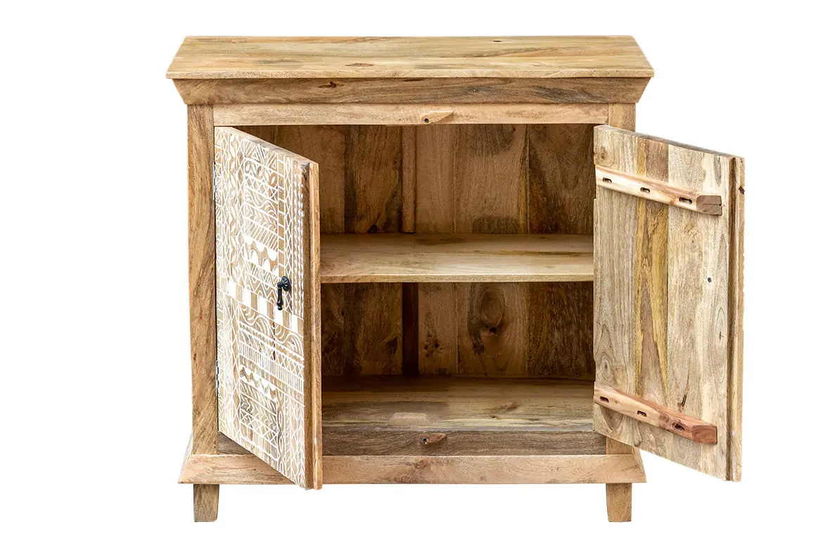 Antique Indian Floral Hand Carved Solid Wooden Vanity Natural 90x40x90cm A0111  -   Antique Indian Floral Hand Carved Solid Wooden Vanity Natural 90x40x90cm A0111  -