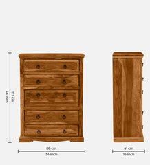 Shanti Surprise  Sheesham Wood Chest Of Drawers in Scratch Resistant Rustic Teak Finish Shanti Surprise  Sheesham Wood Chest Of Drawers in Scratch Resistant Rustic Teak Finish