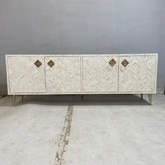 Bone Inlay Carved Tv Unit 2 Doors Scandinavian Style Strip Pattern 200X45X70Cm Bone Inlay Carved Tv Unit 2 Doors Scandinavian Style Strip Pattern 200X45X70Cm