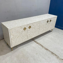 Bone Inlay Carved Tv Unit 2 Doors Scandinavian Style Strip Pattern 200X45X70Cm Bone Inlay Carved Tv Unit 2 Doors Scandinavian Style Strip Pattern 200X45X70Cm