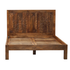 Indian Hand Carved Solid Wood King Size Bed Brown 106 Indian Hand Carved Solid Wood King Size Bed Brown 106