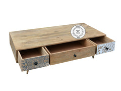 Avalon Indian Solid Wood Coffee Table With Printed Drawers Avalon Indian Solid Wood Coffee Table With Printed Drawers