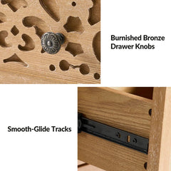 Indian Hand Carved  3- Drawer Solid Wood Bedside Table    09 Indian Hand Carved  3- Drawer Solid Wood Bedside Table    09