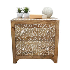 Indian Hand Carved  2-Drawer Solid Wood Bedside Table 10 Indian Hand Carved  2-Drawer Solid Wood Bedside Table 10