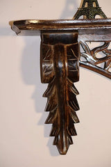 Hand Carved Wood Lacquered Wall Decor Shelf for Living Room (Brown) Hand Carved Wood Lacquered Wall Decor Shelf for Living Room (Brown)
