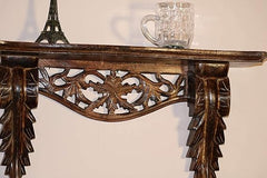 Hand Carved Wood Lacquered Wall Decor Shelf for Living Room (Brown) Hand Carved Wood Lacquered Wall Decor Shelf for Living Room (Brown)