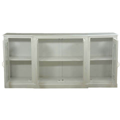 Blanc Indian Solid Wood Glass Pane Door Extra Long Buffet Sideboard Blanc Indian Solid Wood Glass Pane Door Extra Long Buffet Sideboard