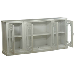 Blanc Indian Solid Wood Glass Pane Door Extra Long Buffet Sideboard Blanc Indian Solid Wood Glass Pane Door Extra Long Buffet Sideboard