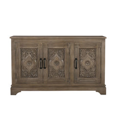 Indian Handmade Solid Wood 3 Door Carved Sideboard Indian Handmade Solid Wood 3 Door Carved Sideboard