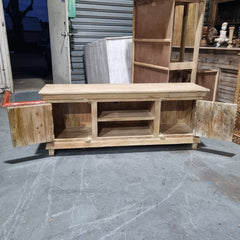 Handmade Indian Furniture Solid Hard Wood Carved Tv Unit in Natural Color Handmade Indian Furniture Solid Hard Wood Carved Tv Unit in Natural Color