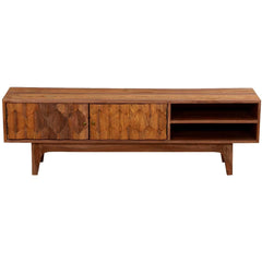 Avalon Indian Solid Wood Carved Diamonds Modern TV Stand Media Console Avalon Indian Solid Wood Carved Diamonds Modern TV Stand Media Console