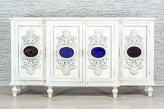Indian Hand Carved Mango Wood 4 Door Sideboard White 10 Indian Hand Carved Mango Wood 4 Door Sideboard White 10