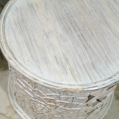 Hand Carved Indian Mango Wood Round Coffee Table 60X60X50CM Hand Carved Indian Mango Wood Round Coffee Table 60X60X50CM