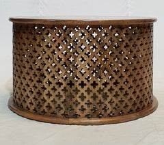Bristol Bamileke Solid Carved Round Coffee Table Screen Print Brown 90x90x55cm Bristol Bamileke Solid Carved Round Coffee Table Screen Print Brown 90x90x55cm