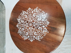 Bristol Bamileke Solid Carved Round Coffee Table Screen Print Brown 90x90x55cm Bristol Bamileke Solid Carved Round Coffee Table Screen Print Brown 90x90x55cm