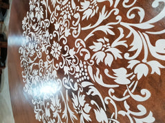 Bristol Bamileke Solid Carved Round Coffee Table Screen Print Brown 90x90x55cm Bristol Bamileke Solid Carved Round Coffee Table Screen Print Brown 90x90x55cm