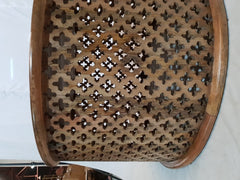 Bristol Bamileke Solid Carved Round Coffee Table Screen Print Brown 90x90x55cm Bristol Bamileke Solid Carved Round Coffee Table Screen Print Brown 90x90x55cm